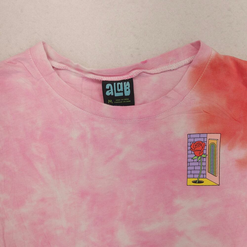 Alab Casual Long Sleeve Crew Neck Graphic T Shirt Womens Size M Red Pink
